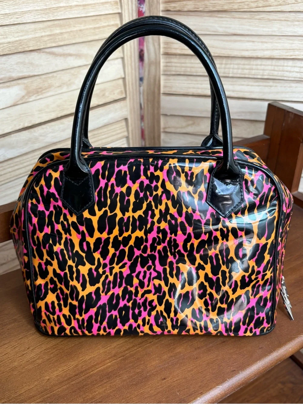 VTG Y2K Betseyville by Betsey Johnson Cheetah Leopard Makeup Toiletry Bag